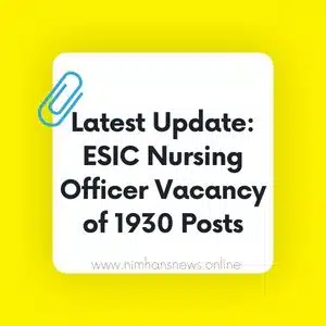 ESIC Nursing Officer Vacancy